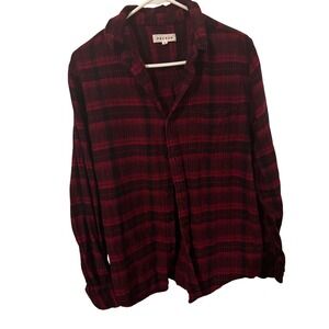 PacSun Red Black Plaid Flannel Long Sleeve Button Up Shirt Men Size Small